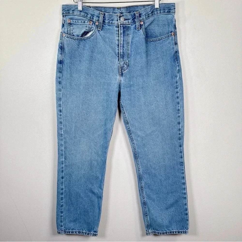Levis Mens Size 36x30 Light Wash Slim Straight Jeans